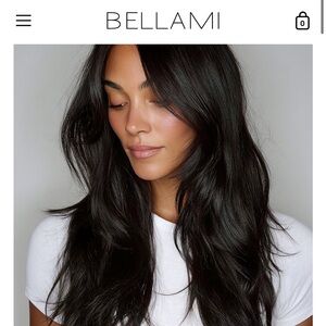 BELLAMI 20" Jet Black Seamless Clip-In Extensions Plus Volume Weft (6 pieces)